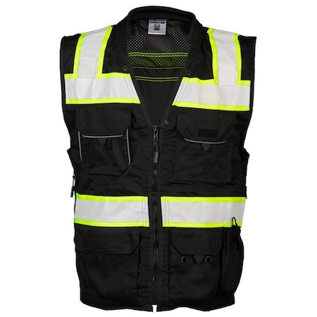 3X, Black Enhanced Visibility Professional Utility Vest